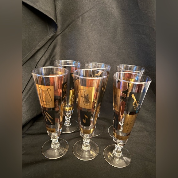 Vintage Music by Muzak Pilsner Beer Glasses set of (6) - Picture 6 of 13